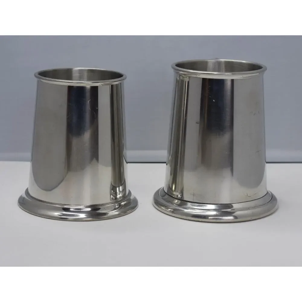 Leonard Eales Sheffield English Pewter Tankard 1779 Made in England - Set of 2